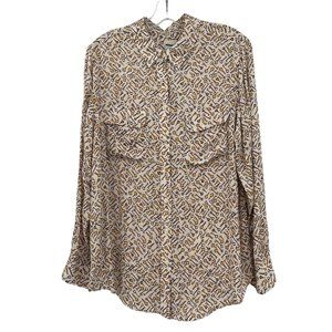 chico’s 2 womens keys graphic Blouse top shirt size large long sleeve pockets